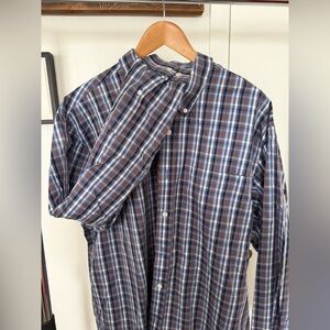 Duluth Trading Co Blue and Brown Checkered Shirt